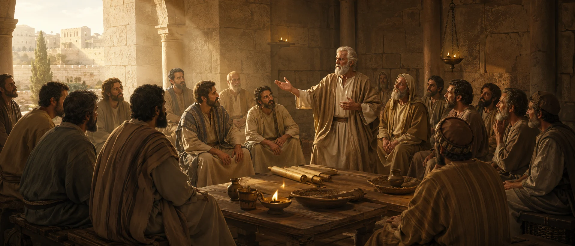 The apostles and elders gathered in council at Jerusalem