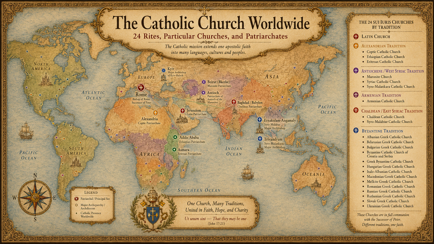 The Catholic Church worldwide: rites, particular Churches and patriarchates