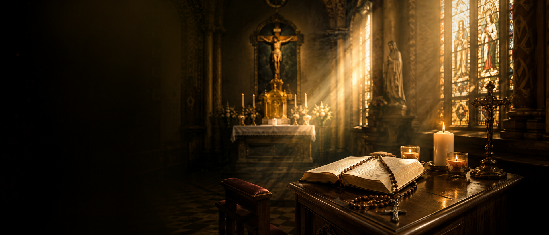 A Catholic sanctuary prepared for prayer